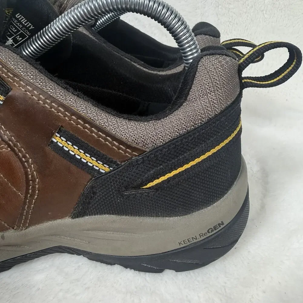 KEEN Flint Utility Work Shoes Men’s 9D Brown Leather Soft Toe ASTM F2892 EH